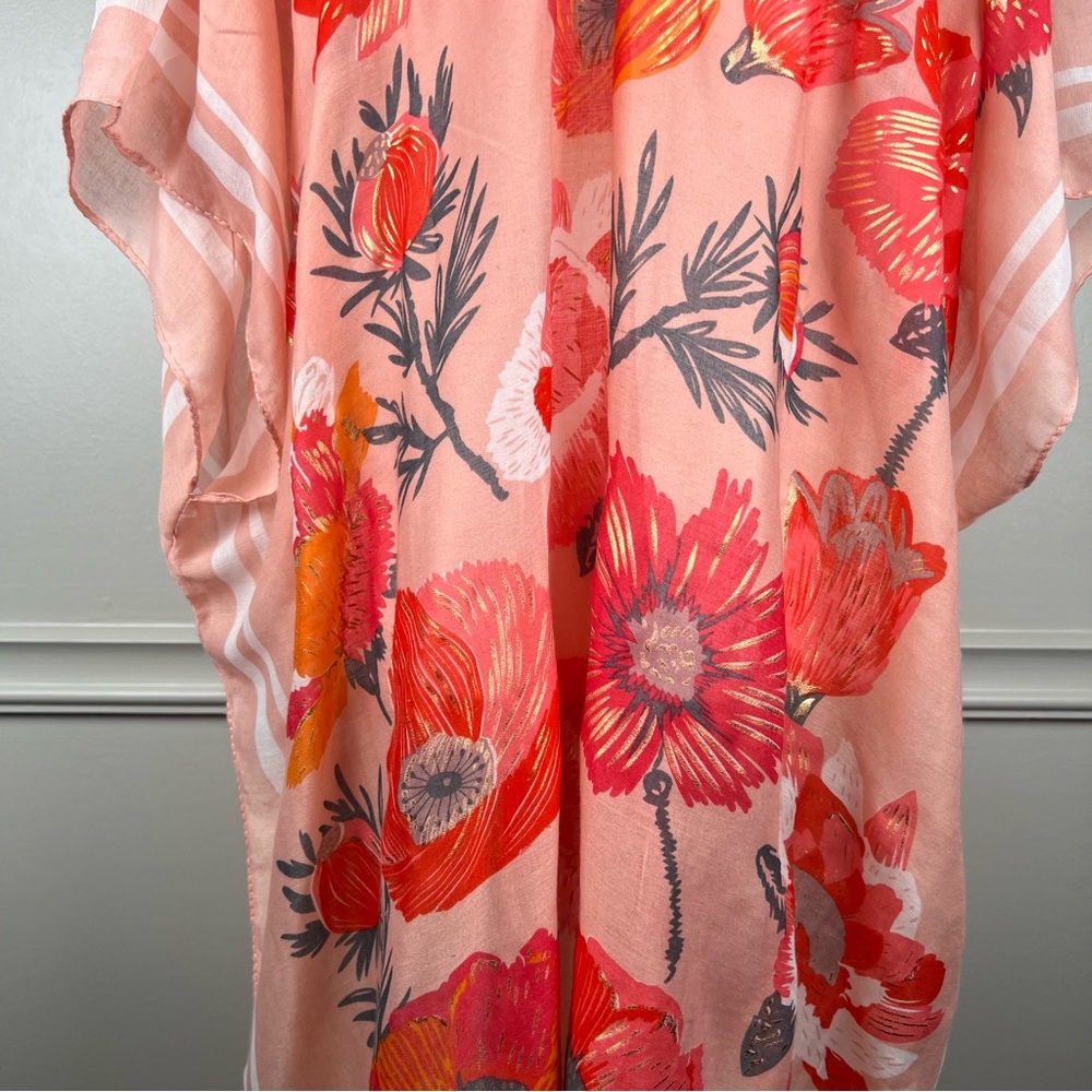 Floral Boho Sheer Lightweight Open Front‎ Cardigan Kimono, One Size Loose + Airy - Picture 6 of 10